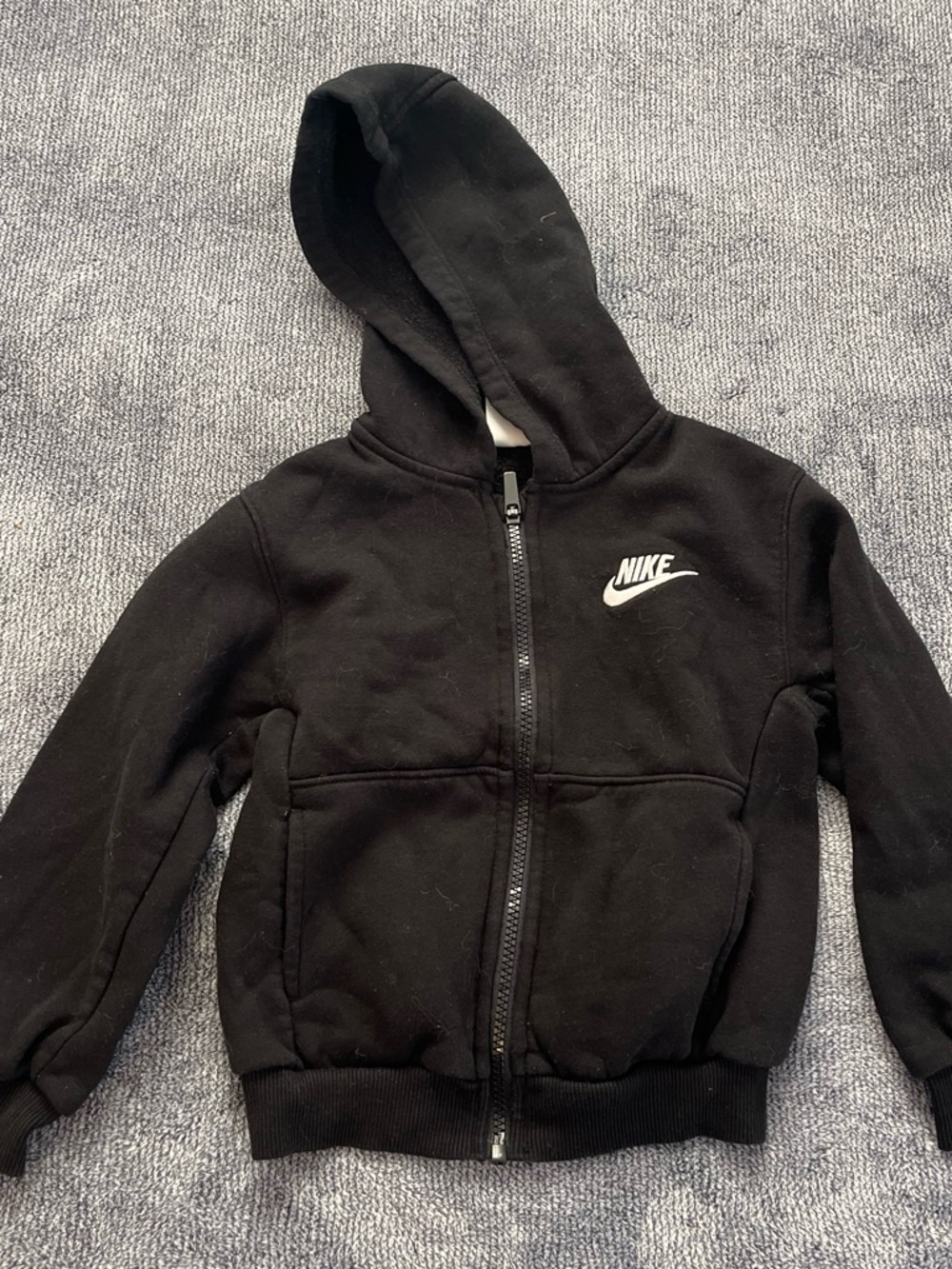 Nike Black Kids Full-Zip Hoodie with White Logo